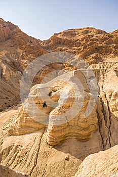 Cave in Qumran, where the dead sea scrolls were found