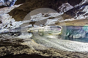 Cave with river water running through