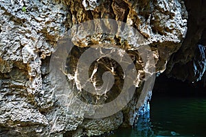 Cave in  rock filled with river water