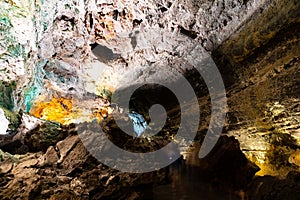 Cave room in Cueva de los Verdes, an amazing lava tube and tourist attraction on Lanzarote island, Spain