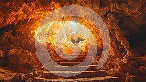 Cave Staircase Exit, Sunlight, Adventure, Exploration