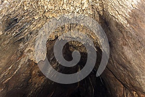 Cave stalactites and formations in Bat cave at Hymettus, Greece