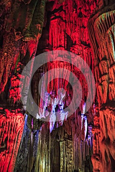 Cave stalactites and stalagmites photo