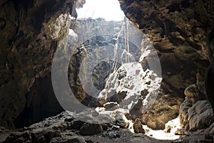 Cave stalagmites and stalactites