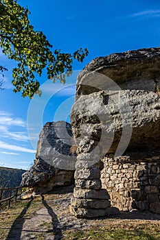 Cave-temple of pre-Christian time Pagan IX century in the village of Monastyrok in Ukraine