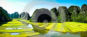 Cave tourist boats in Tam Coc, Ninh Binh, Vietnam