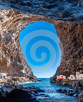 Cave of the town of Poris de Candelaria on the northwest coast of the island of La Palma photo