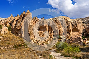 Cave town in Zelve Valley, Cappadocia in Turkey.