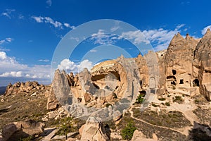 Cave town in Zelve Valley, Cappadocia in Turkey photo