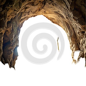 Cave View from Inside Isolated on White Background