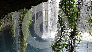 cave waterfall on a duden river in antalya turkey