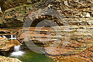 Cave waterfall at Watkins Glen state park