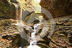 Cave waterfall at Watkins Glen state park