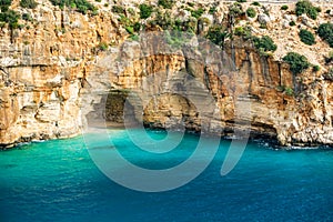 The cave on the way to Demre - Finike. Detail of eroded rock. Kas, Antalya, Turkey. Holiday background