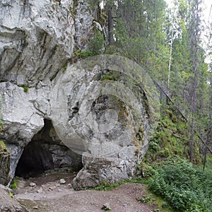 Cave in the wild Urals mountains