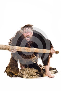 Caveman in bear skin