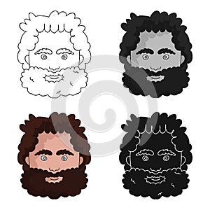 Caveman face icon in cartoon style isolated on white background. Stone age symbol stock vector illustration.