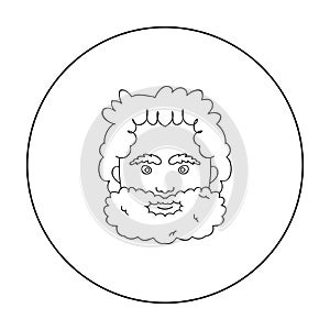 Caveman face icon in outline style isolated on white background. Stone age symbol stock vector illustration.