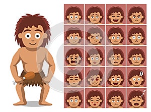 Caveman Family Boy Cartoon Character Emotions
