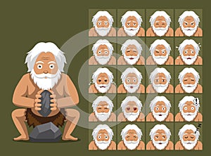 Caveman Family Grandpa Cartoon Character Emotions