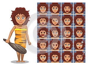 Caveman Family Mother Cartoon Character Emotions