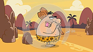 Caveman Funny Cartoon Character With Club