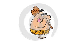 Caveman Funny Cartoon Character With Club