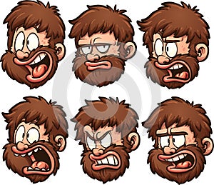 Caveman head with different emotions