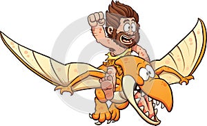 Caveman riding a pterodactyl