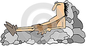 Caveman on a rock recliner