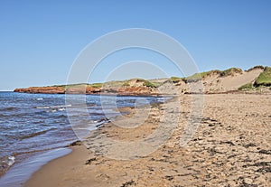 Cavendish Beach With Sand Dunes and Red Sandstone Cliffs