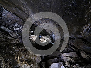 Caver in a cave photo