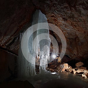 Caver in Dachstein Mammut Cave. photo