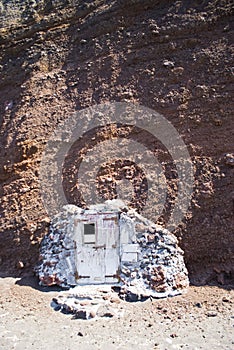 Cavern caved in the rock, Santorini