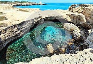 Cavern Grotta della poesia, Roca Vecchia, Salento sea coast, Italy