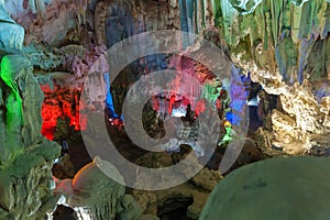 Cavern on island, Ha_Long Bay, Vietnam photo