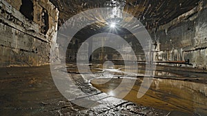 A cavernous chamber with the weight of oil overhea photo