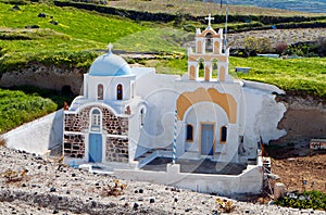 Cavernous church at Santorini, Greece photo