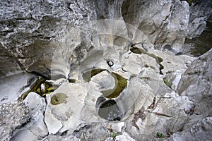 cavernous rock formations in the shape of a gorge belonging to the source of the river Alviela