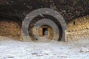 Cavernous settlement at Meteora, Greece photo