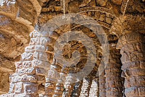 Caves and colonnades in Parc Guell Barcelona