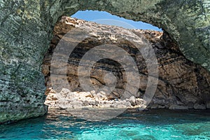 Caves in Comino, Malta photo