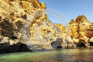 Caves and crags of Lagos in Algarve, Portugal