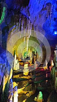 Caves are formed by the dissolution of limestone.Caves are formed by the dissolution of limestone.