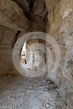 The caves  of the hermits are located near the Deir Hijleh Monastery - Monastery of Gerasim of Jordan in the Judean Desert in