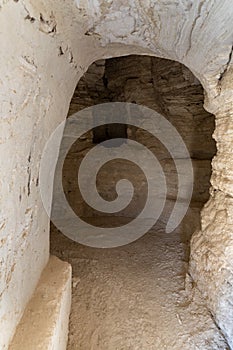 The caves  of the hermits are located near the Deir Hijleh Monastery - Monastery of Gerasim of Jordan in the Judean Desert in