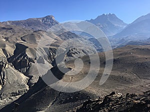 Caves near Muktinath in Mustang District, Nepal in Winter.