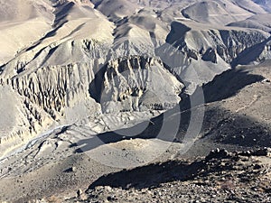 Caves near Muktinath in Mustang District, Nepal in Winter.