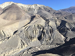 Caves near Muktinath in Mustang District, Nepal in Winter.