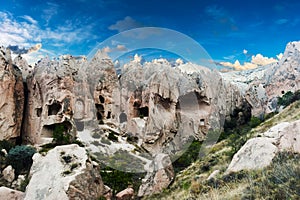 Caves in Zelve valley in Cappadocia in Turkey photo